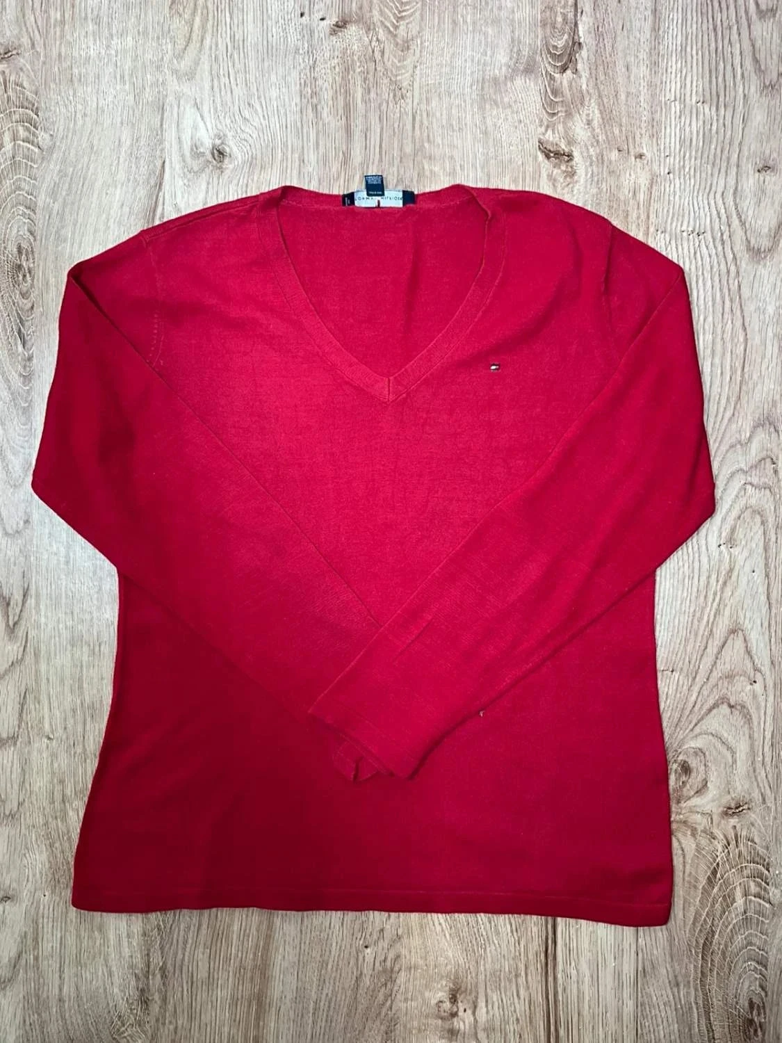 Pull Tommy Hilfiger V-neck Femme L 100%Coton Rouhe – photo 2
